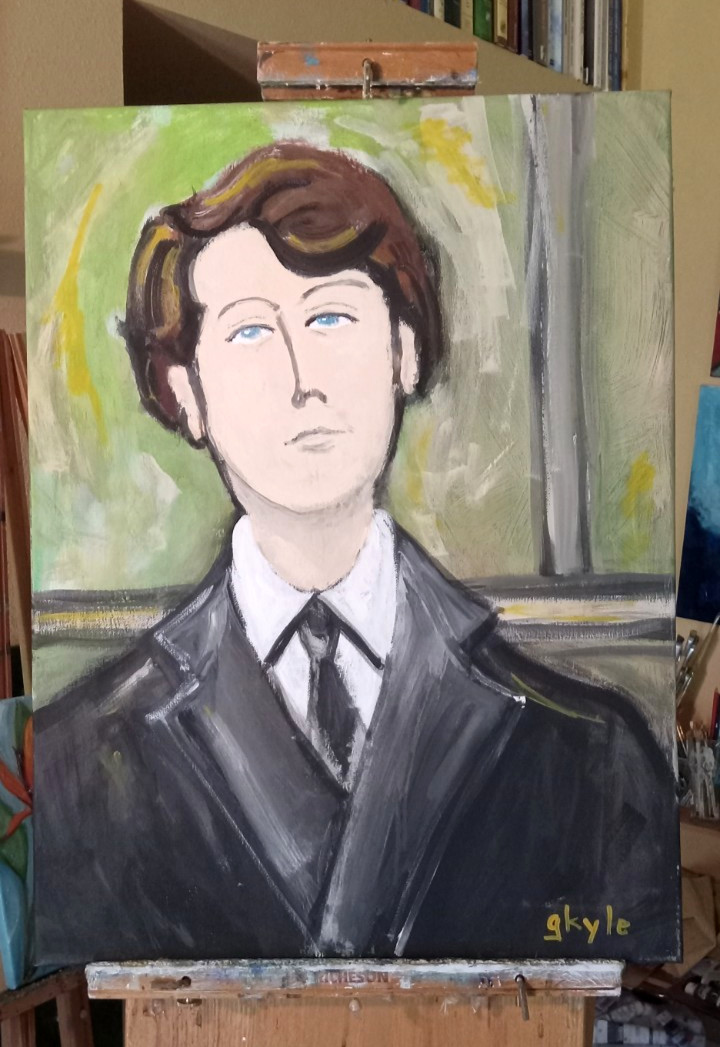 Modern Stylized Portrait of a Man 18 x 24 Original Painting Handmade