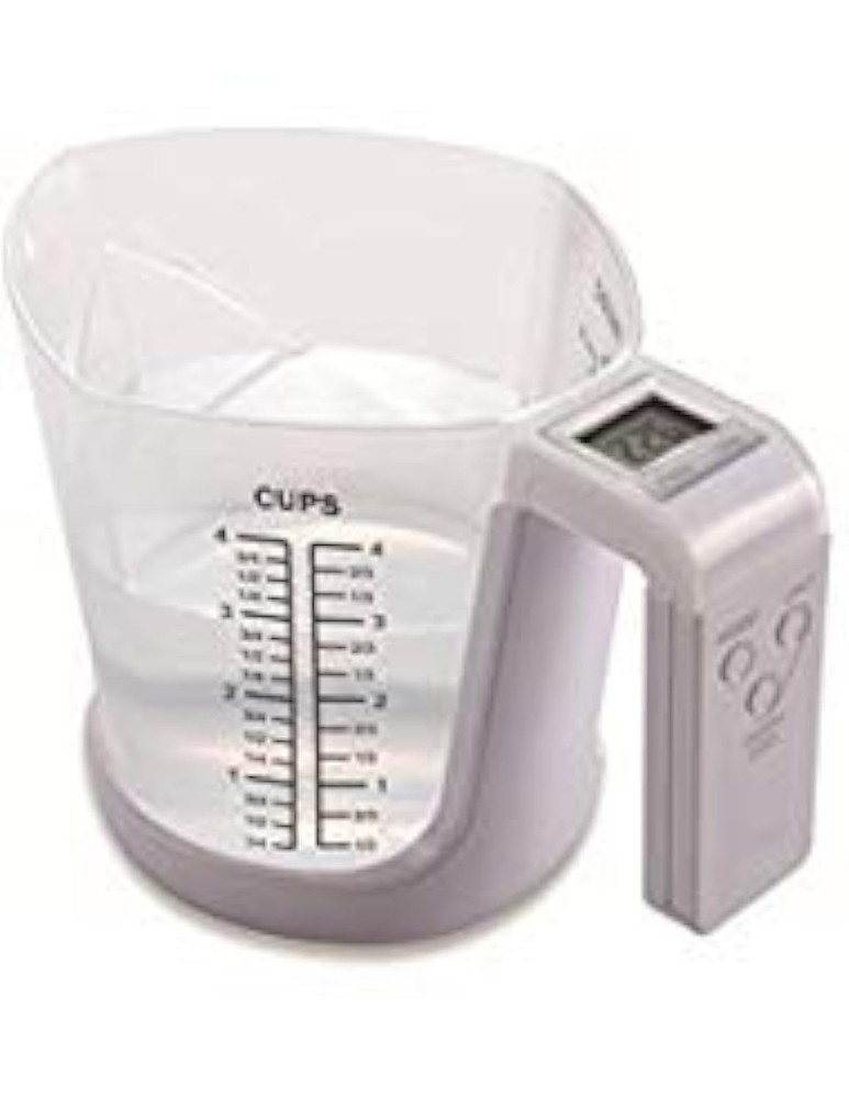 Digital Kitchen Scale and Measuring Cup White