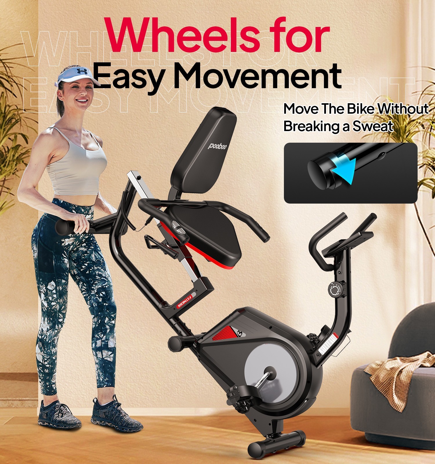 Indoor Recumbent Exercise Bike Stationary Bike Fitness Elliptical Exercise
