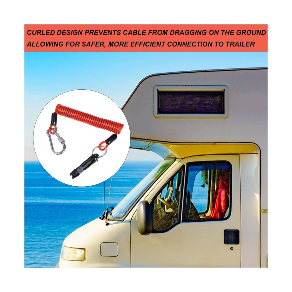 BOXOB Spring Breakaway Coiled Cable Strap, Trailer Brake Away Cable Emergency...