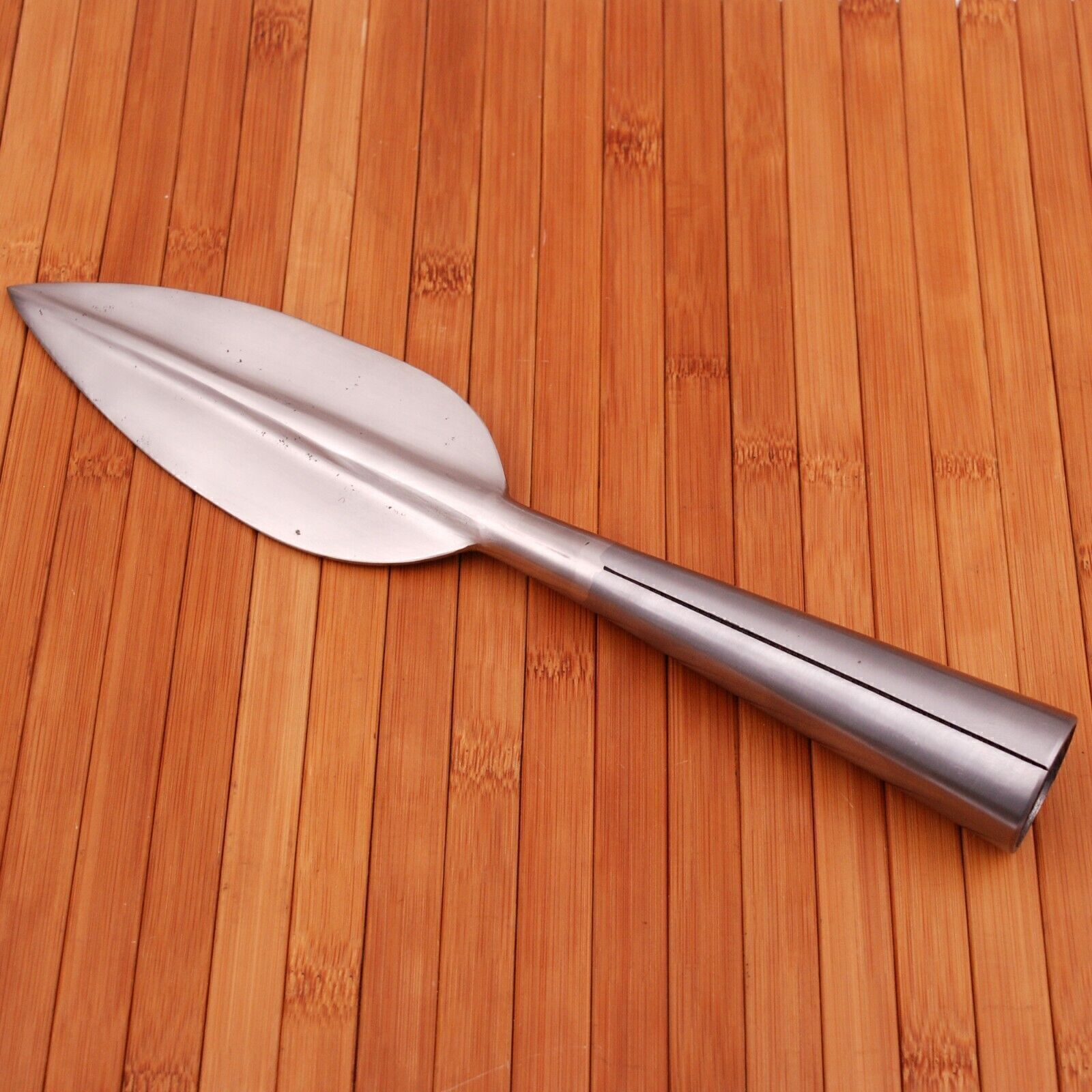 Medieval Warrior Functional Aella Leaf Shaped War Spear Point Head Carbon Steel