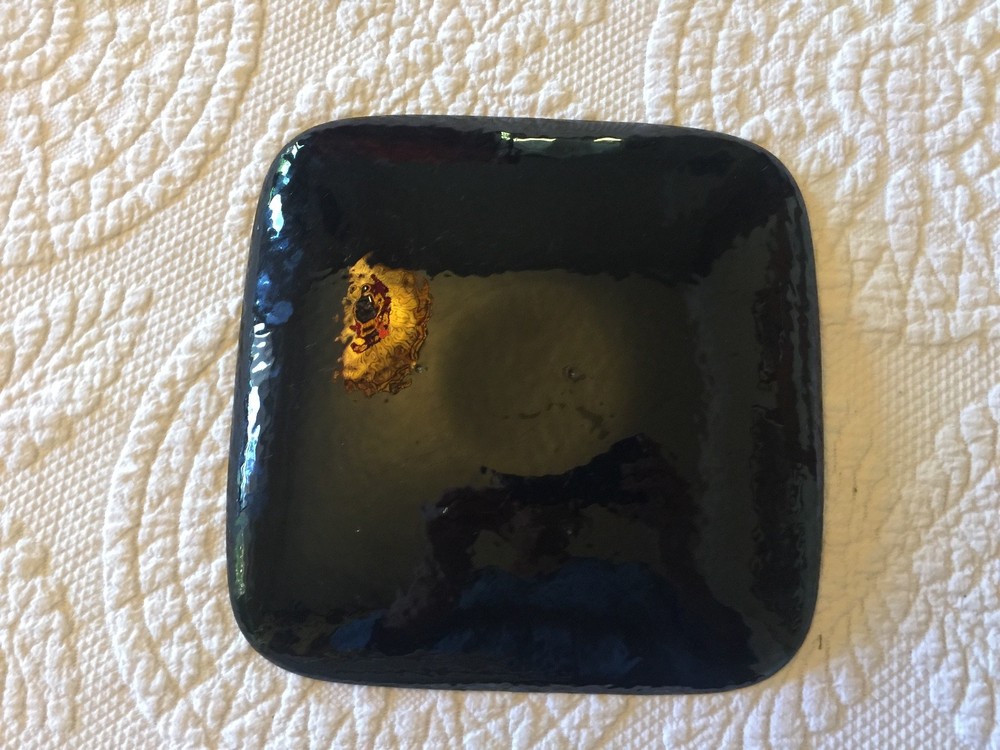 Enamel On Copper Bearded Iris Square Plate