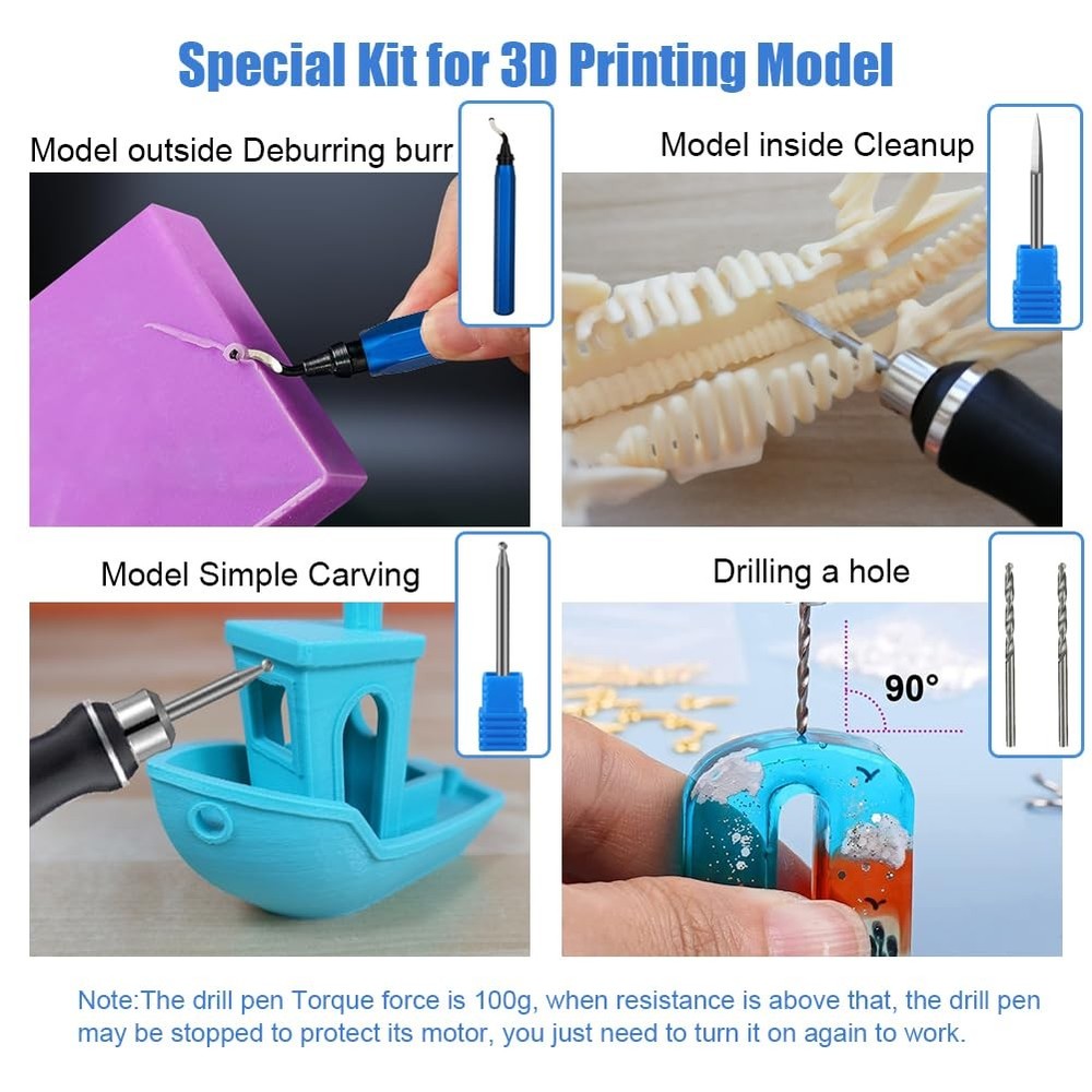 3D Printing Tools Kit,3D Printer Accessories, 3-Speed USB Rotary Tool Blue