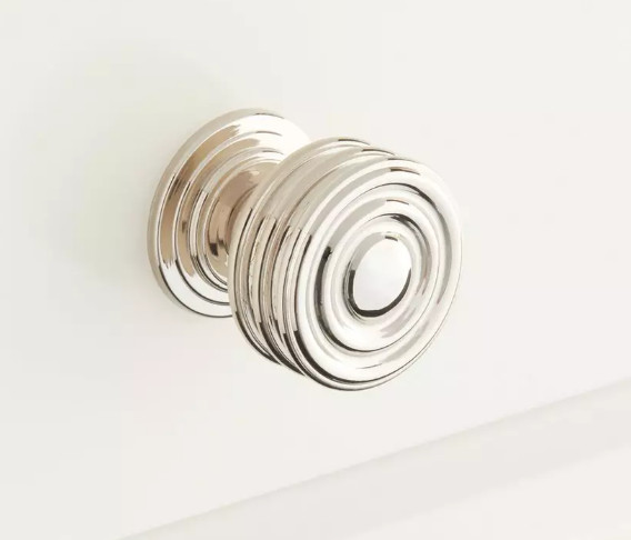 1-1/4" Francoli Solid Brass Round Cabinet Knob - Polished Nickel
