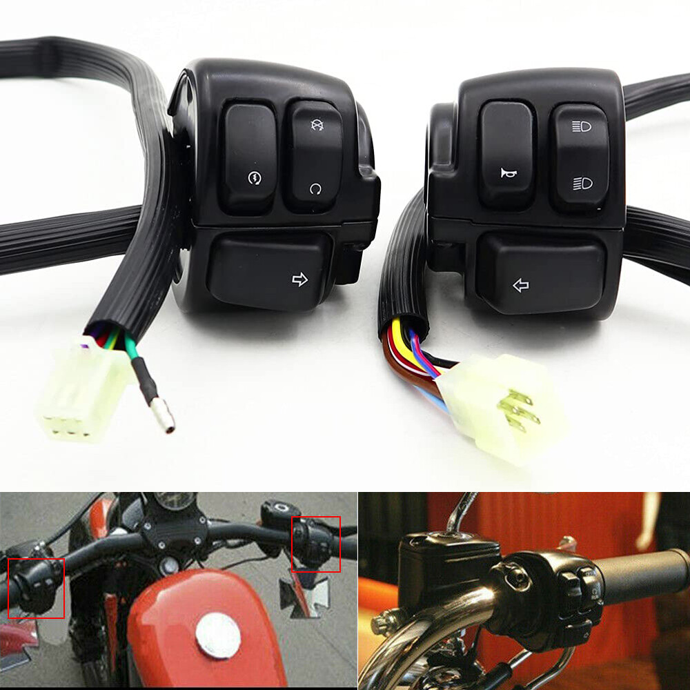 For Harley Sportster Dyna 1996-2012 Handlebar Control Switches + Wiring Harness