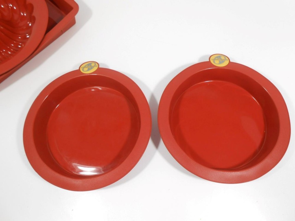 NEW 4 SMARTWEAR SILICONE BAKEWARE Bundt Cake Mold, 2 Round Cake, Rectangular Pan