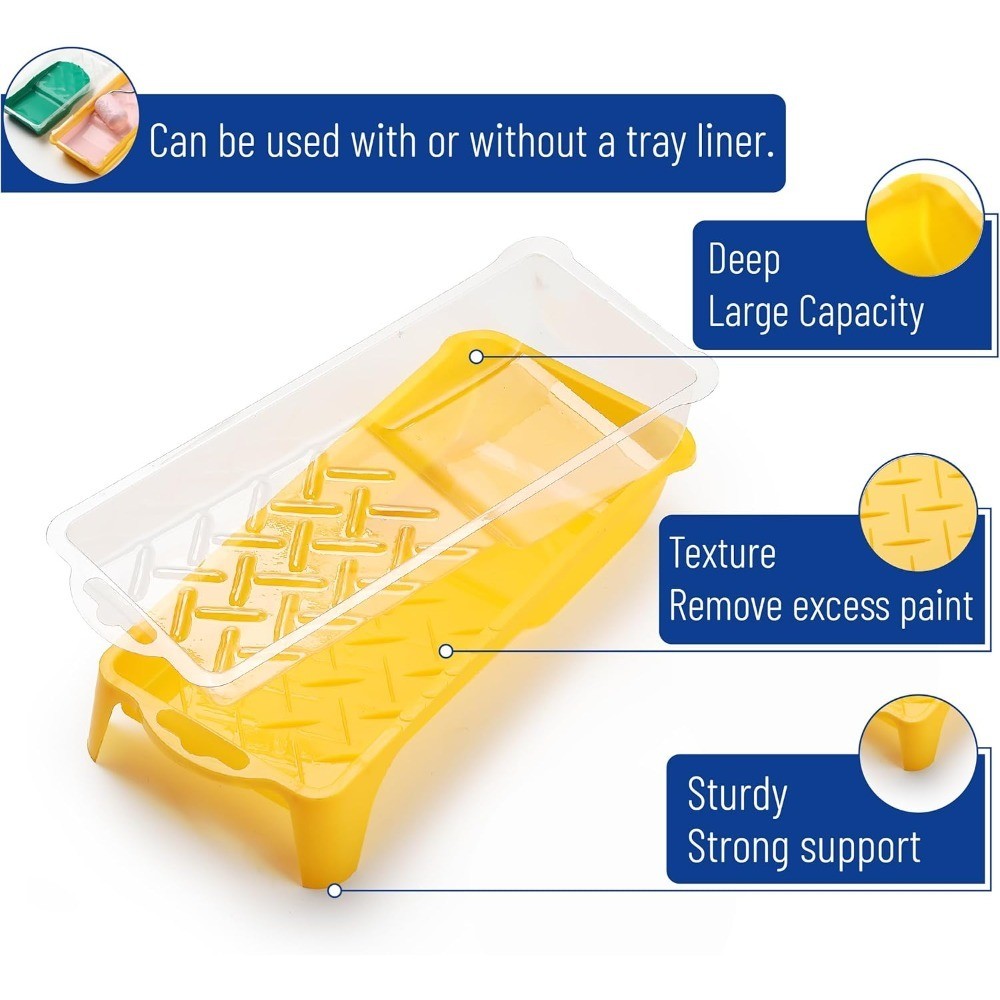 2 Inch Small Foam Paint Roller Kit with Plastic Tray Disposable Liners Frame and