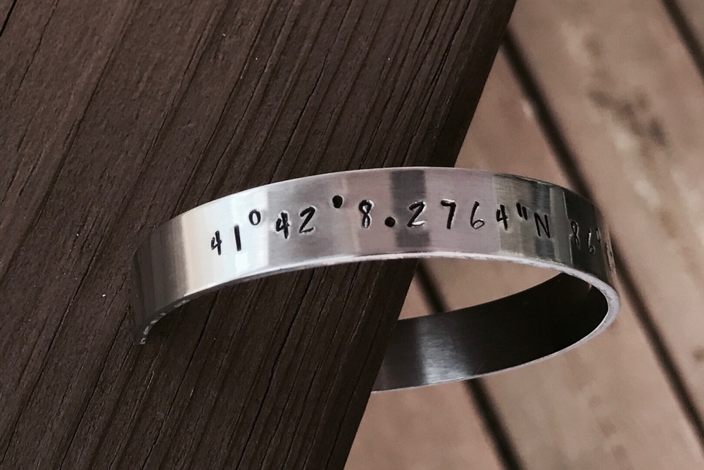 Coordinates Custom Cuff Bracelet Personalized