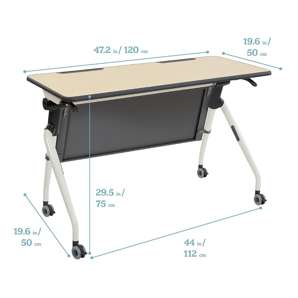 ECR4Kids Double Nesting Mobile Desk, Portable Table, Maple/Grey