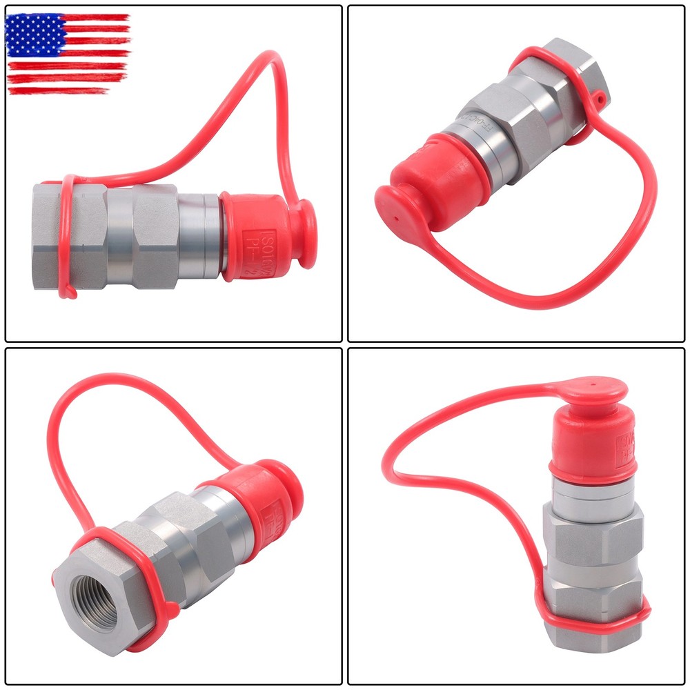 Flat Face Hydraulic Quick Connect Coupler Set, 1/2″ NPT Thread