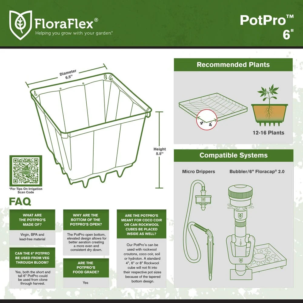 FloraFlex PotPro Pot / 6" 10 Pack - Hydroponics
