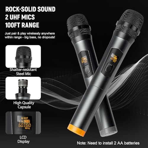 Bluetooth Audio Amplifier - UHF Wireless Microphone - 2.1 Channel - Bluetooth