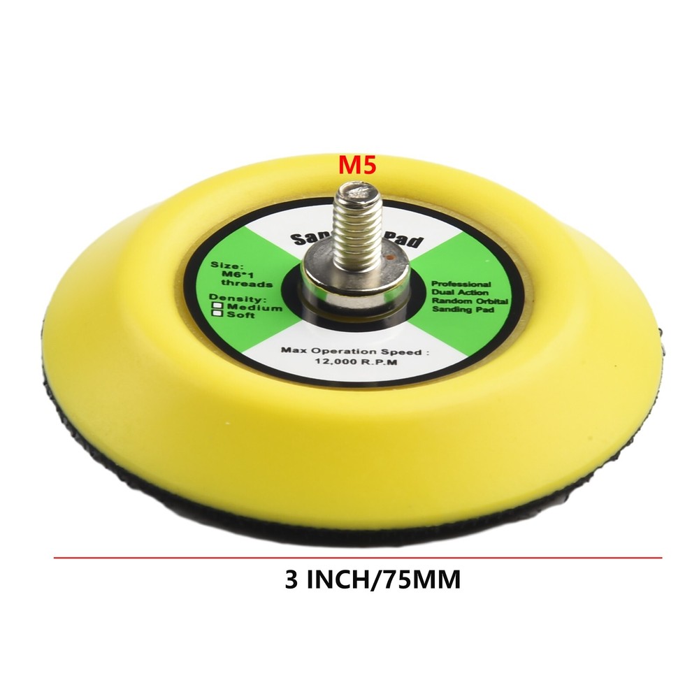 3 75mm Hook & Loop Sanding Polishing Backing Pad M6 Thread For Air Sander 5pc