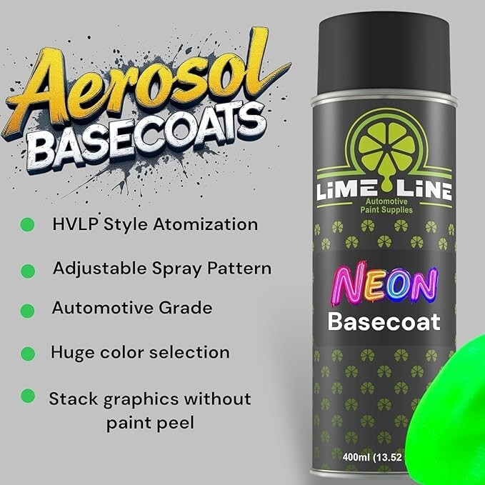 LiME LiNE Automotive Neon Yellow Basecoat Spray Paint - 14 Oz