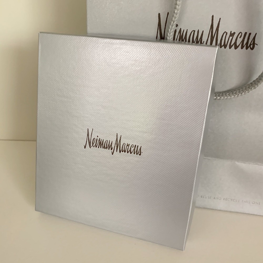 New neiman marcus Classic Silver gift box and bag