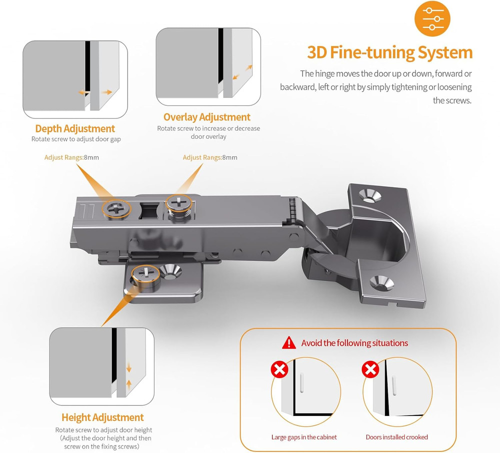 50 Pack Soft Close Concealed Hinges, 105° Open, Black Titanium Finish