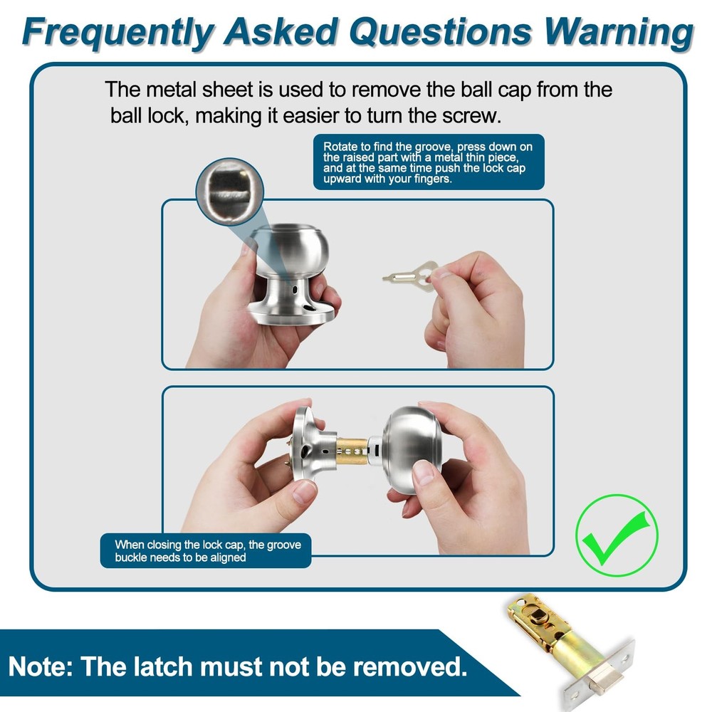 Passage Door Knobs, 6 Pack Satin Nickel Door Knobs, for Hallway & Closet Non-Loc