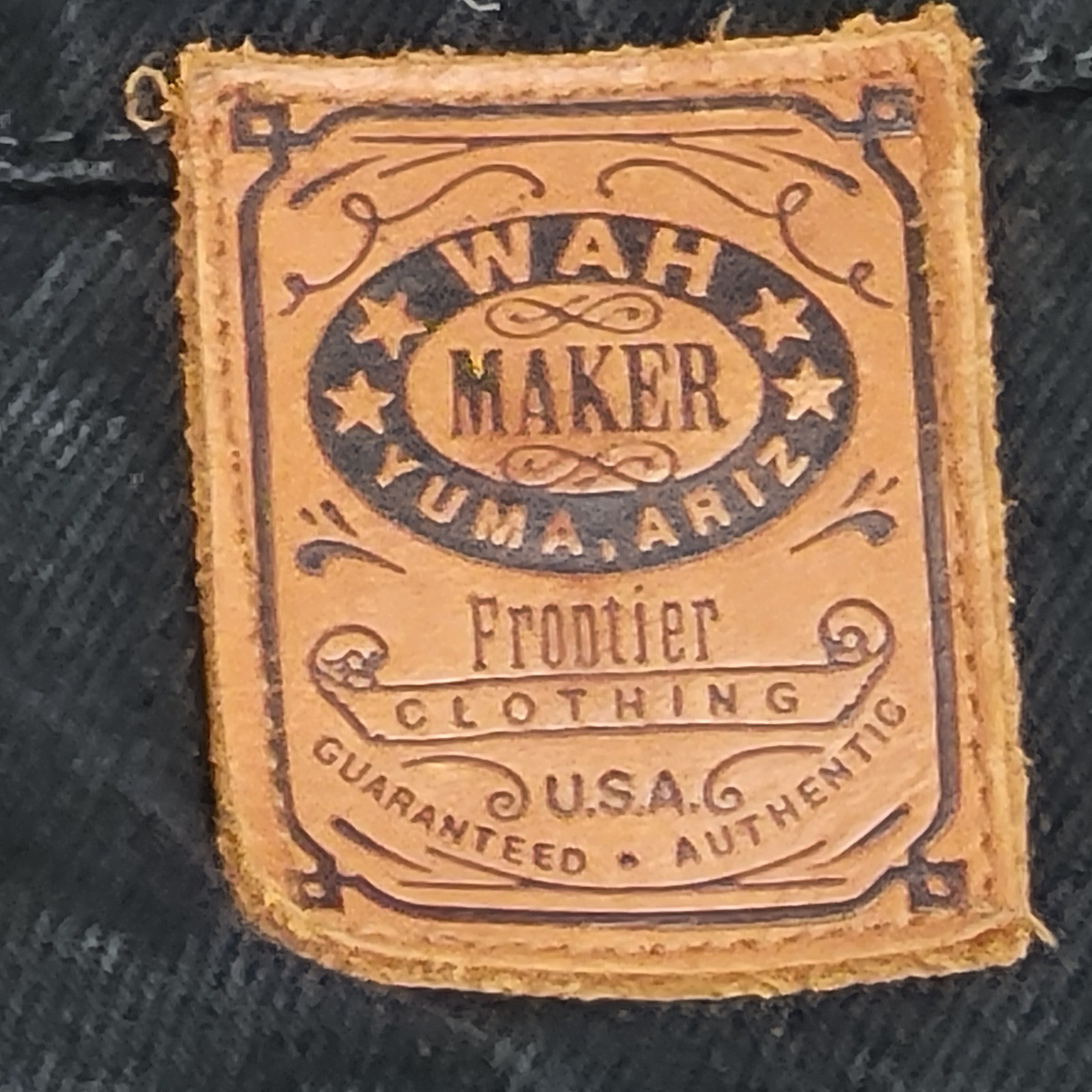 VTG Wah Maker Frontier Clothing Pants Mens 38 Black Denim Suspenders Button Fly