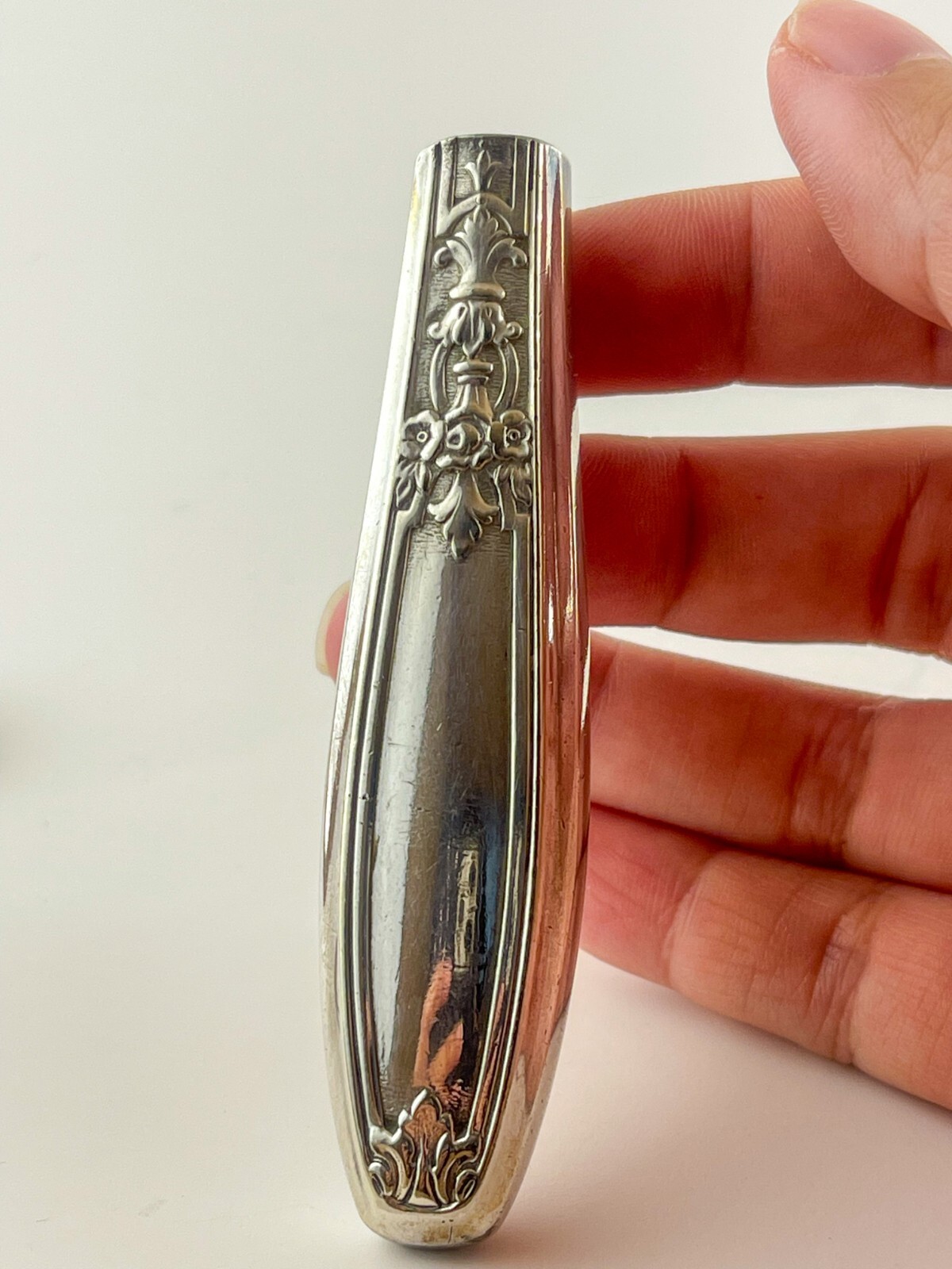 Custom Sterling Silver Flask with Cork Stopper, Made from Repurposed Silverware