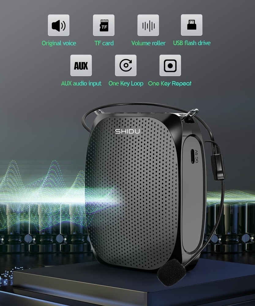 Compact Personal Microphone Headset for Clear Voice Amplification - 12H Use
