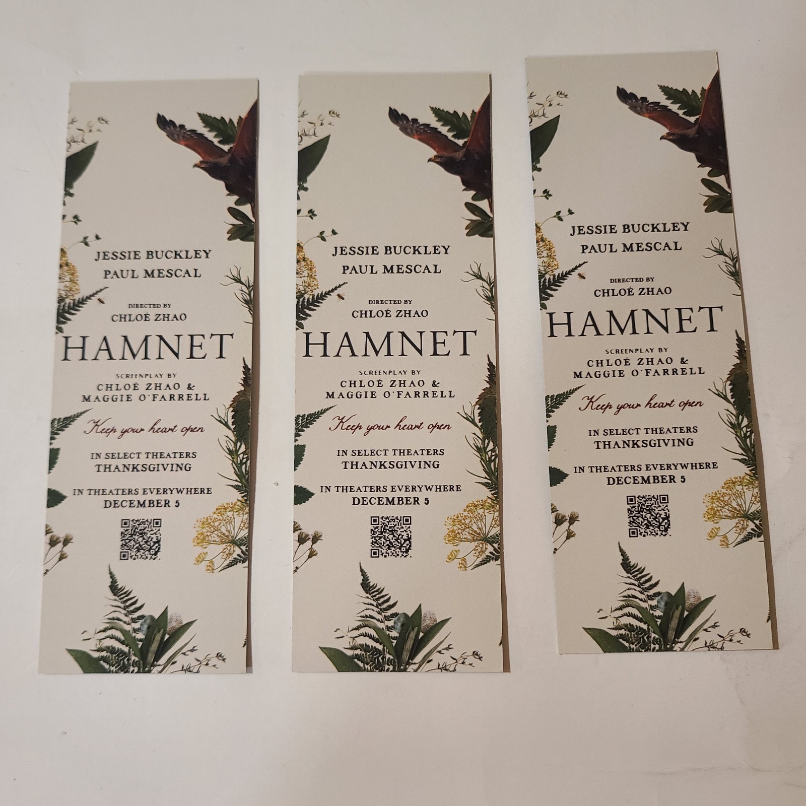 lot of 3 HAMNET movie promo BOOKMARK Jessie Buckley Paul Mescal SHAKESPEARE