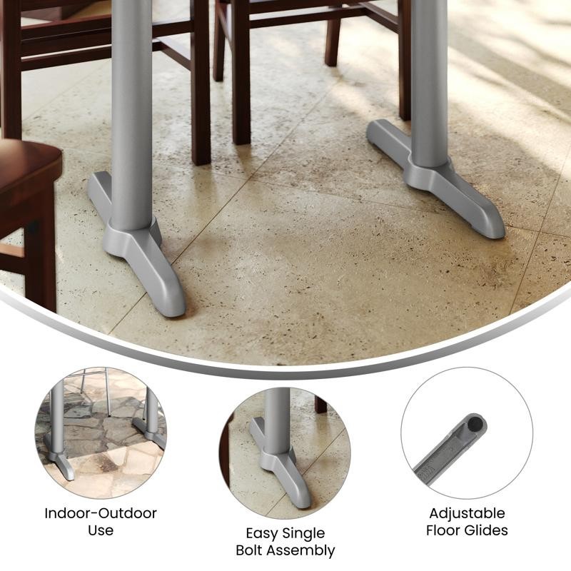 5'' x 22'' Restaurant Table T-Base with 3'' Dia. Table Height Column in Silver
