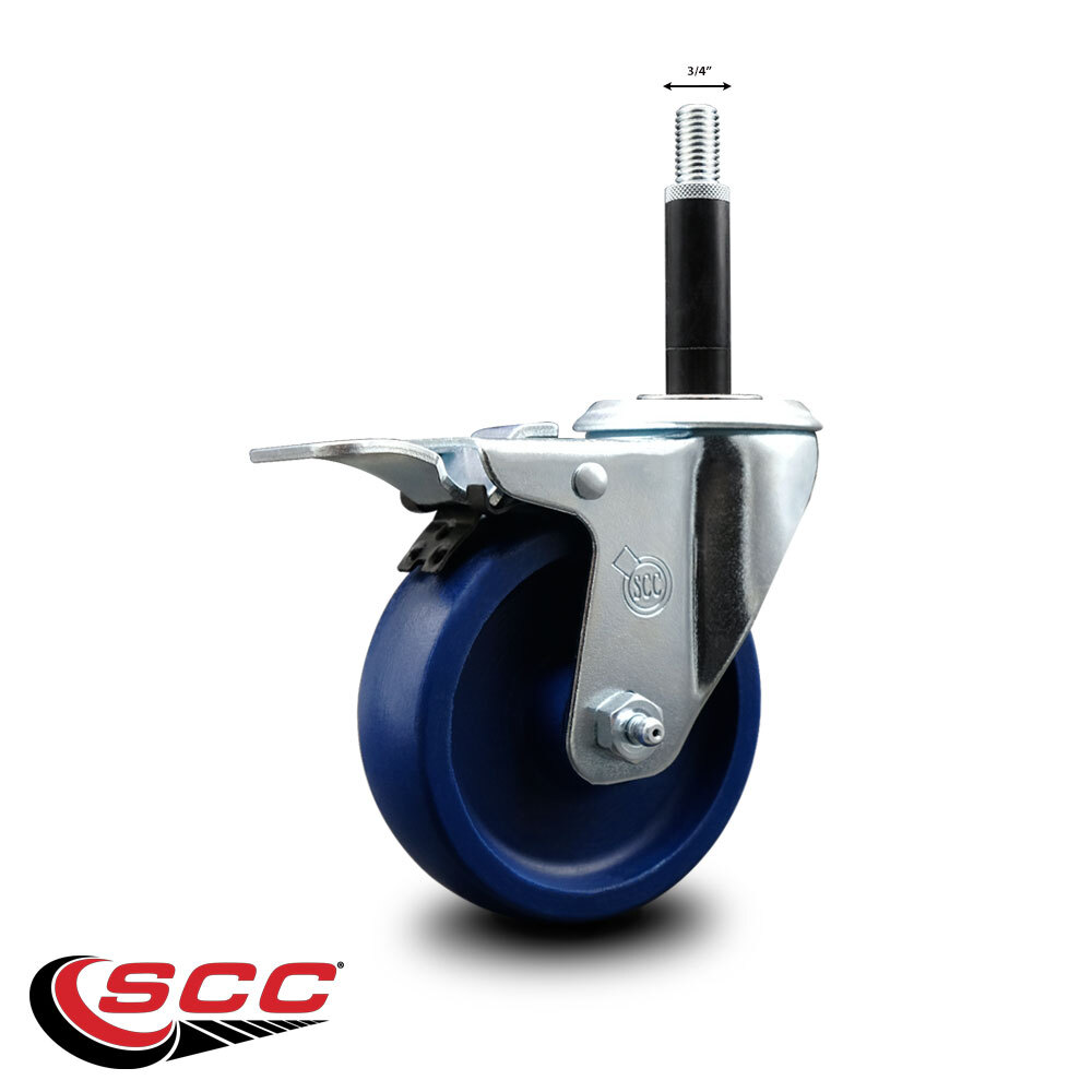 4 Inch Solid Poly Swivel 3/4 Inch Expanding Stem Caster Total Lock Brake SCC