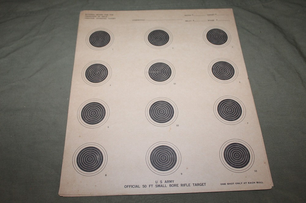 Scarce Original WW2 U.S. Army Heavy Paper Official 50ft Small Bore Rifle Target