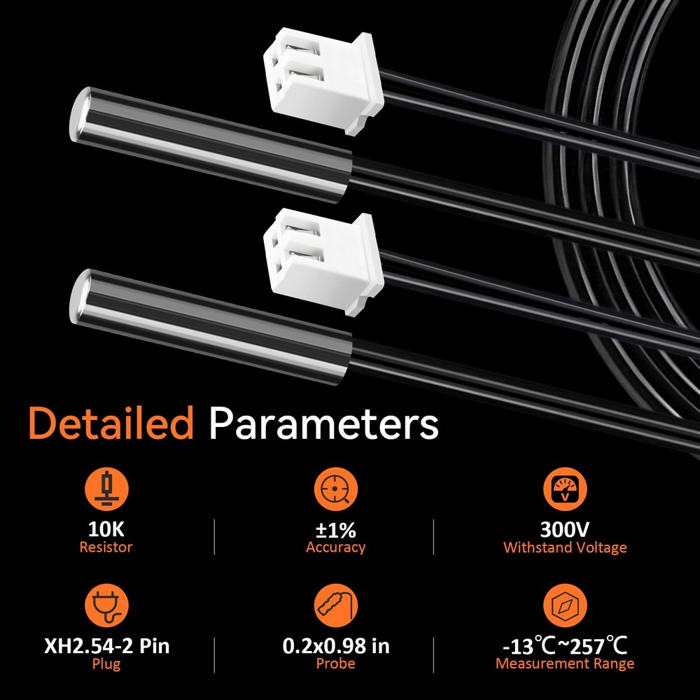 5PCS High Accuracy Temperature Sensor Probe, Premium B3950 Ntc 10k Thermistor...