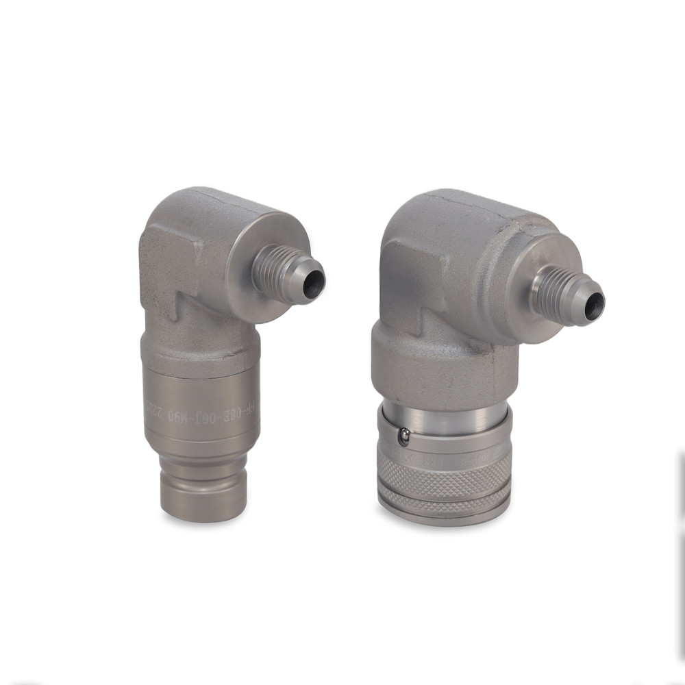 1/2″ 90 Degree Flat Face Hydraulic Quick Couplers Set - 3/8″ JIC Thread
