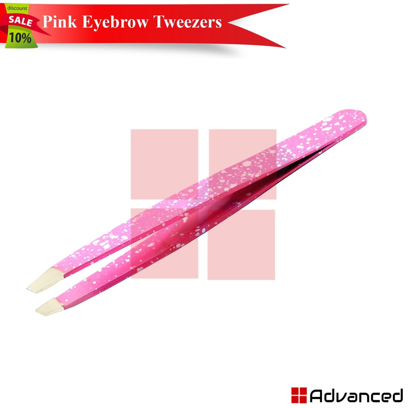 Precision Eyebrow Plucking Tweezer Set Slanted Tip Pink & Red Beauty Care Tools