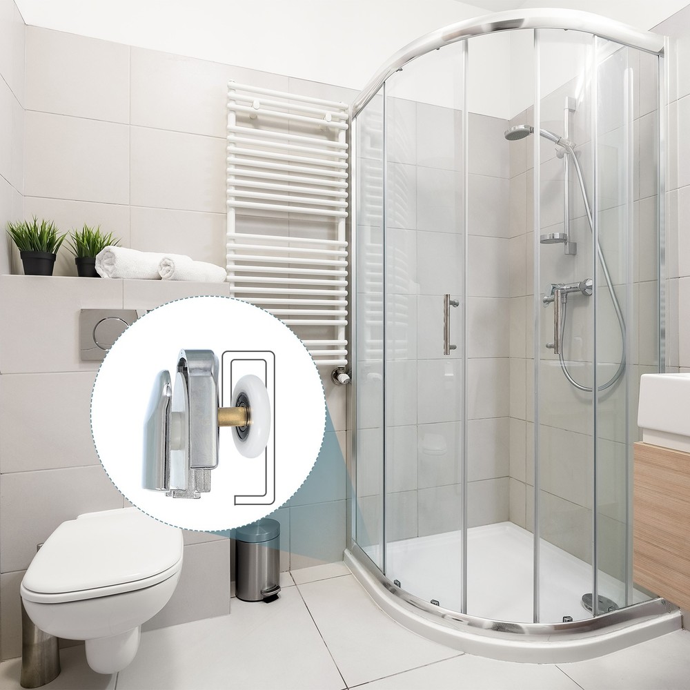 2Pcs 25mm Single Shower Door Rollers Copper Bottom Wheels Pulleys Guide Silver