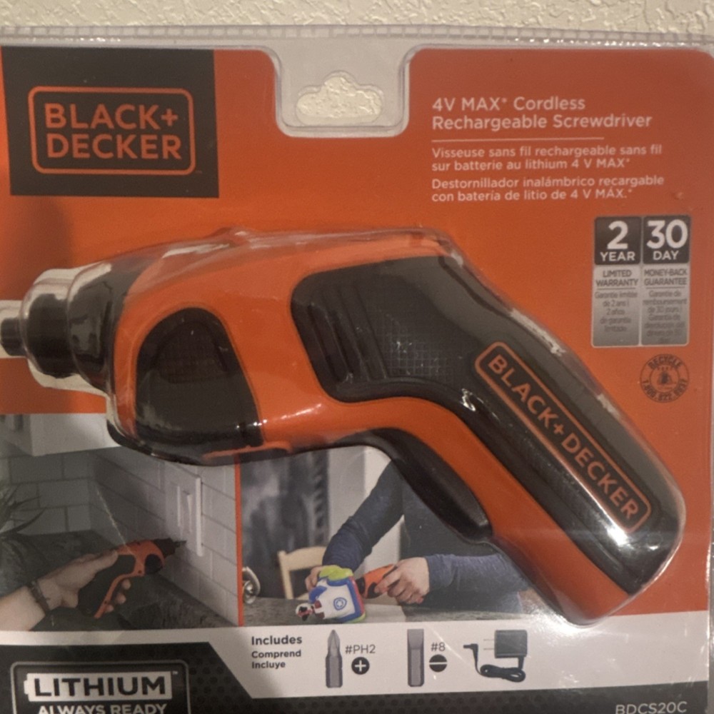 BLACK+DECKER 4V MAX Lithium-Ion Cordless Screwdriver BDCS20C Compact w/Bits