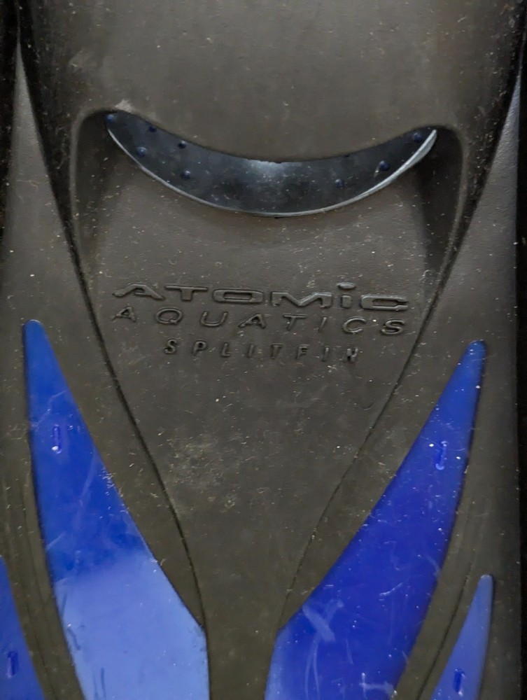 Atomic Aquatics Split Fin Blue Size XL Adjustable Straps Open Heel Scuba Dive