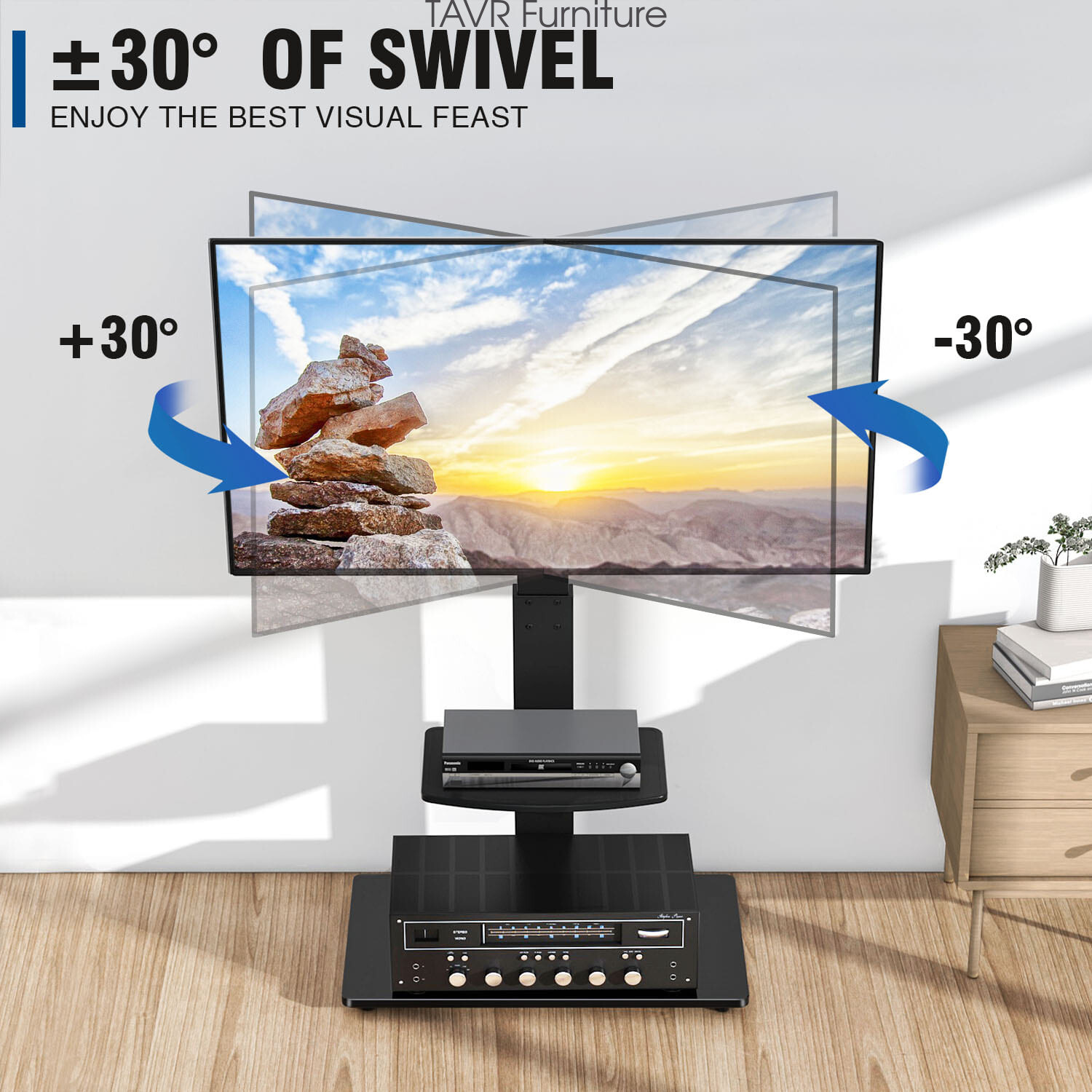 Swivel Floor TV Stand with Mount Bedroom for 32-65 inch LCD LED OLED TV