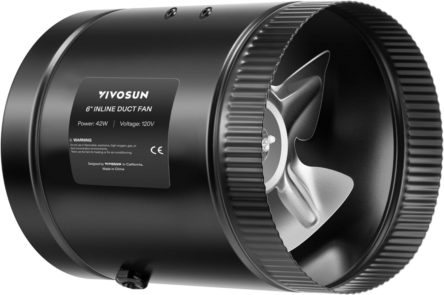 VIVOSUN Inline Booster Duct Fan 6” 240 CFM,HVAC Exhaust Ventilation Fan,Low Nois