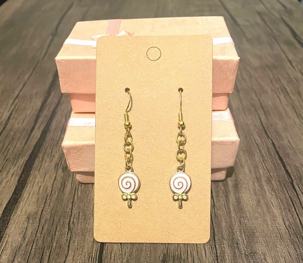 Handmade Pink Lollipop Charm Earrings