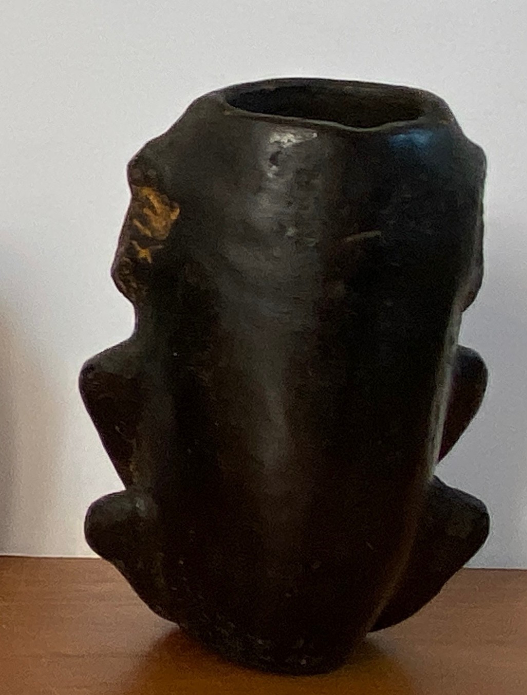 3 Pre Columbian Style Black Ware Clay Figures Musical Seated Vintage / Antique