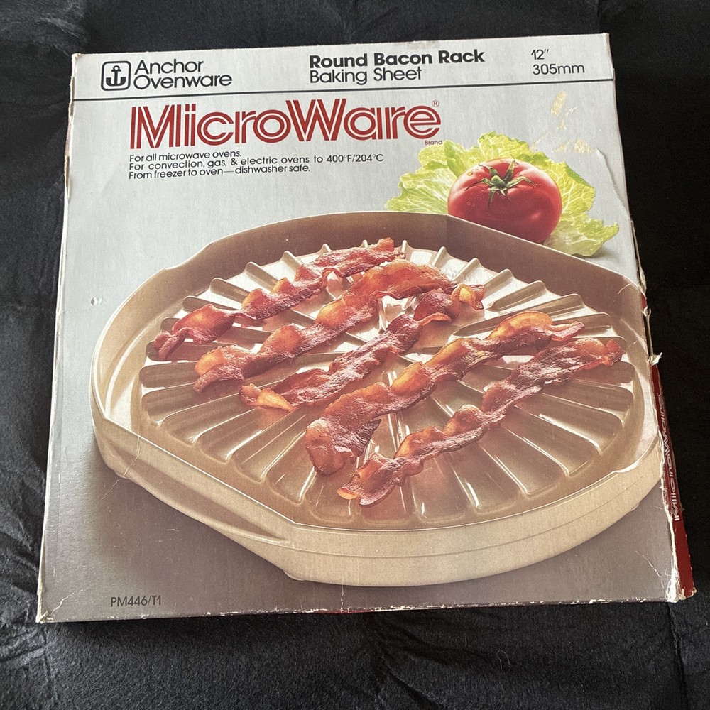 Vintage Anchor Hocking Microware Bacon Rack Roaster PM446-TI EUC