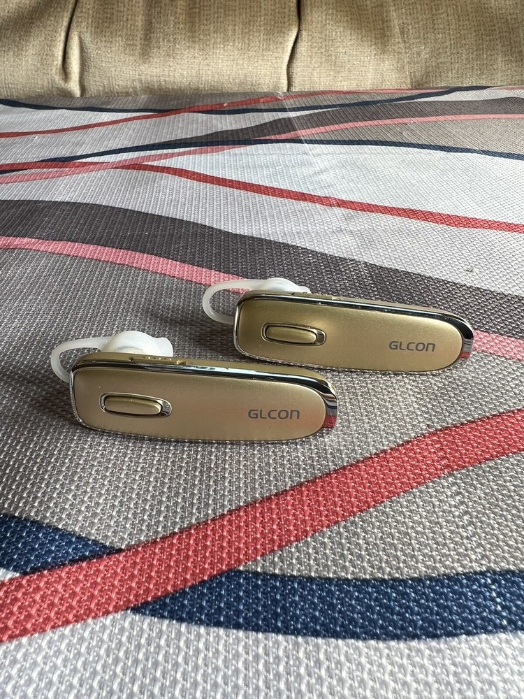 2 GLCON Gold Hands Bluetooth Headset Stereo Wireless Earpiece Dual Pairing