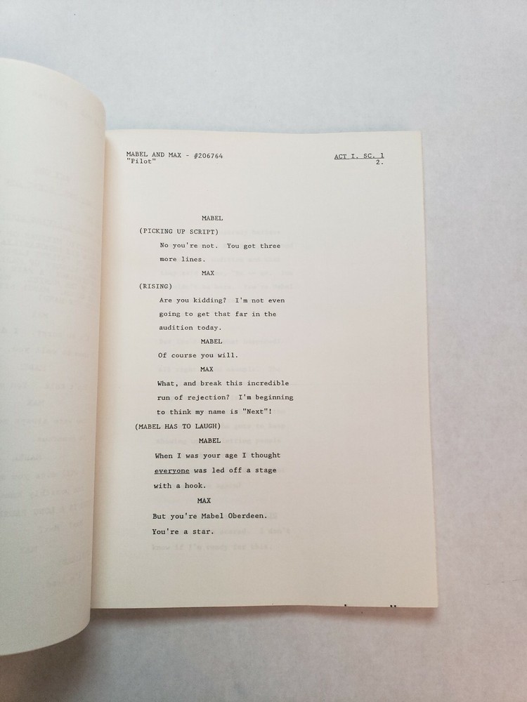 MABEL AND MAX / Suzanne Wong 1987 Unproduced TV Script Warner Bros PILOT EPISODE