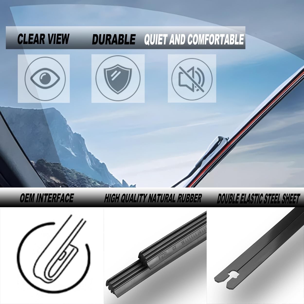 ATTKE OEM Quality Front Windscreen Wiper Blades for Honda Odyssey 2005-2020/C...