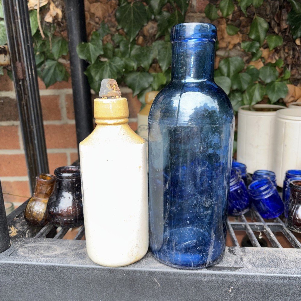 Victorian giant blue  chemist  bottle