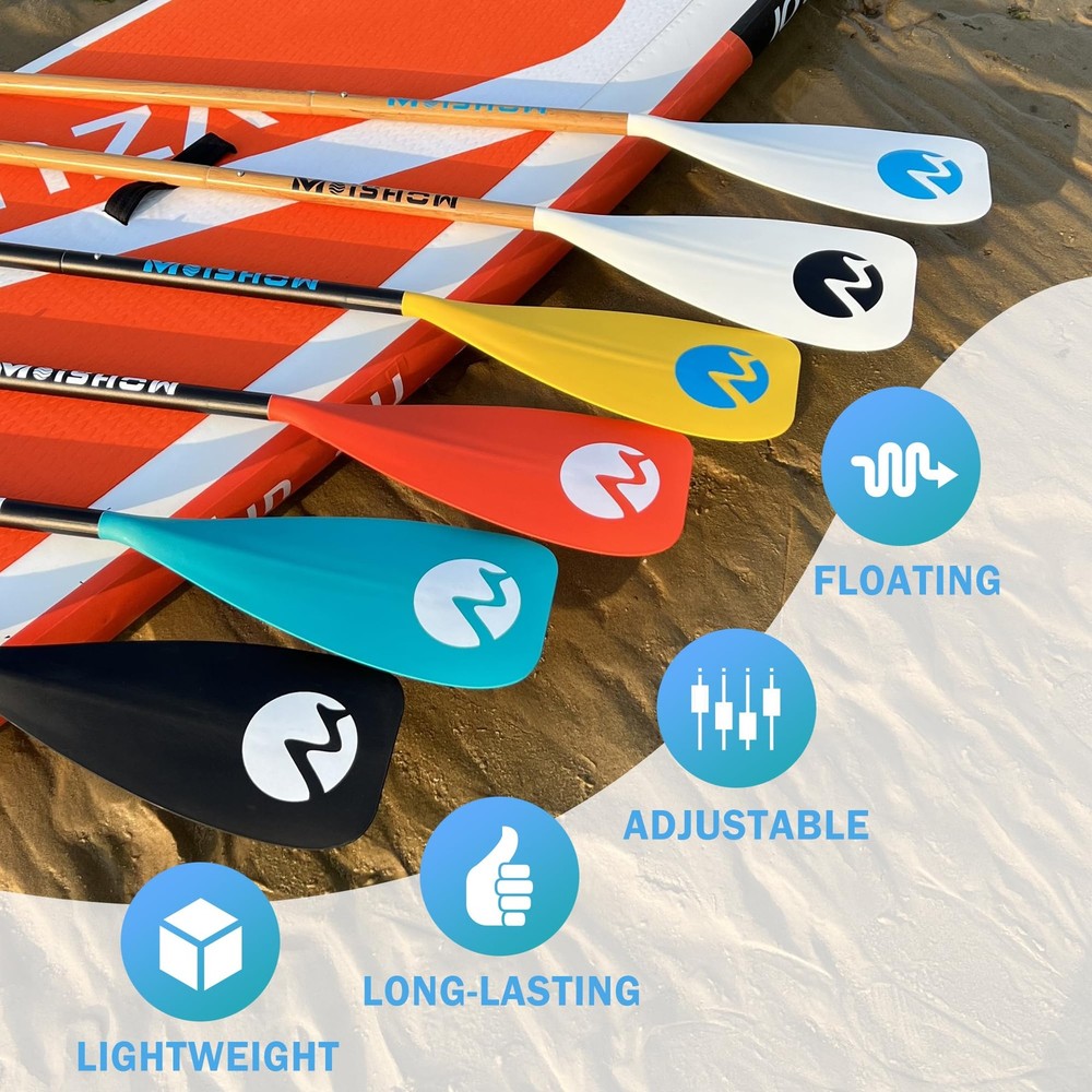 MoiShow SUP Paddle Board Adjustable 4-Piece Floating Paddleboard Paddle Oar