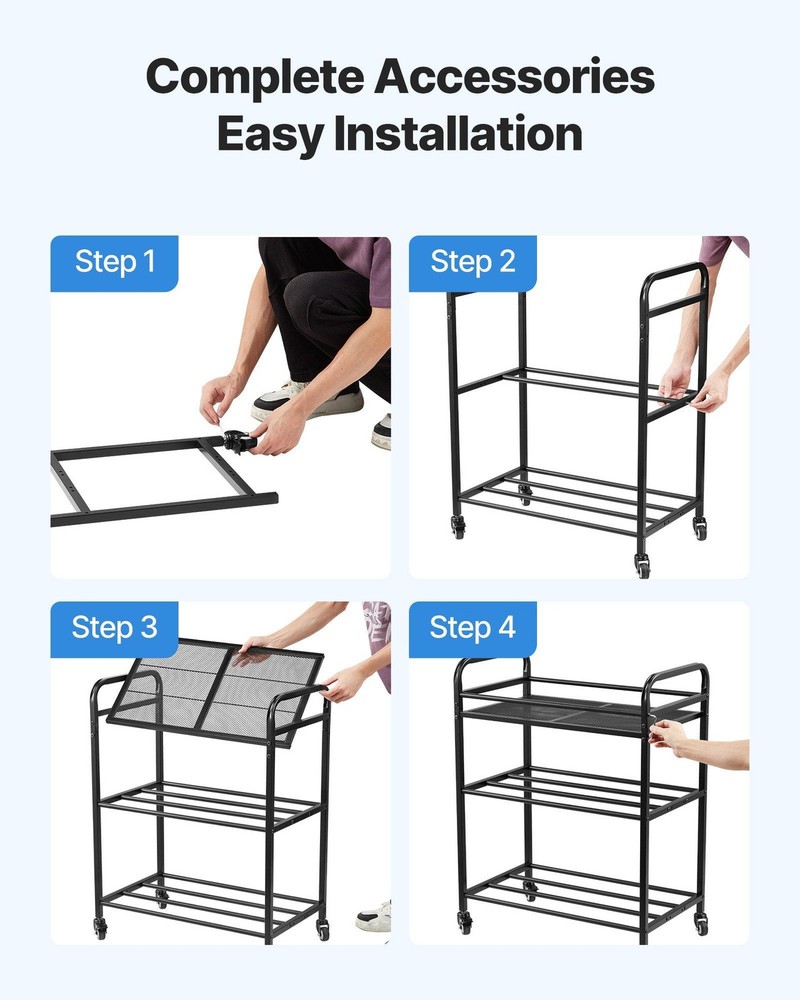 Ergonomic 3-Level Filament Rack 280lb Load Space Saving Rollable