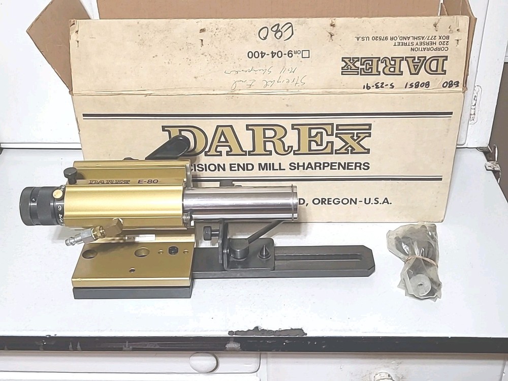 Darex E-80 End Mill Sharpener Air Spindle, Housing & Draw Bar Assembly In Box