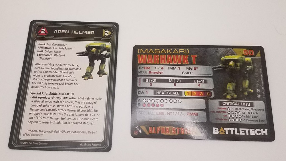 Battletech Alpha Strike - Warhawk (Masakari) *Mech & Cards*