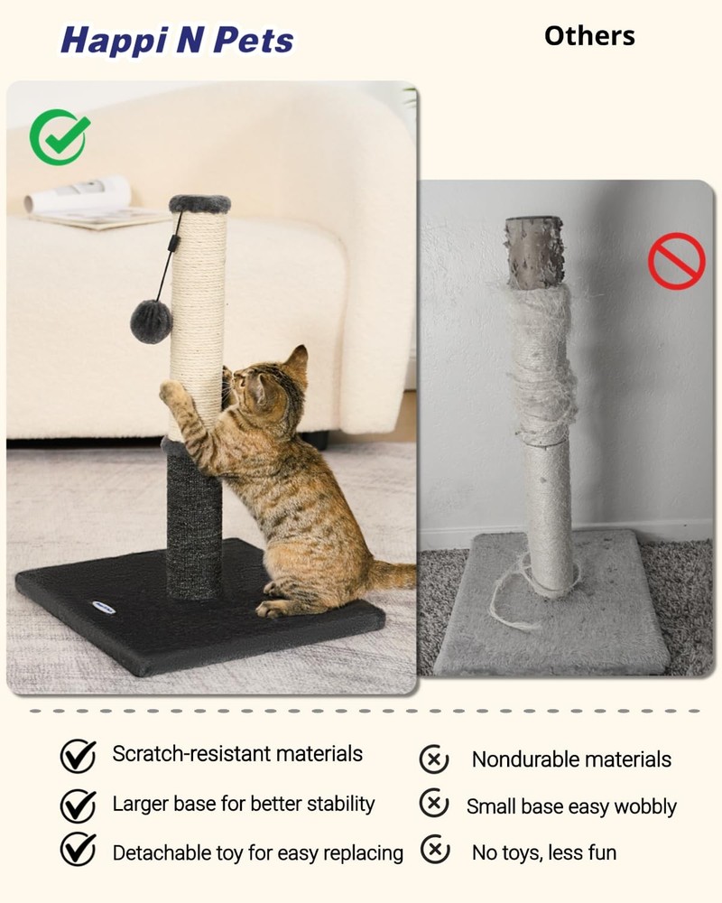 Cat Scratching Post Indoor Sisal Carpet Stable Kitten Replaceable Toy Gray