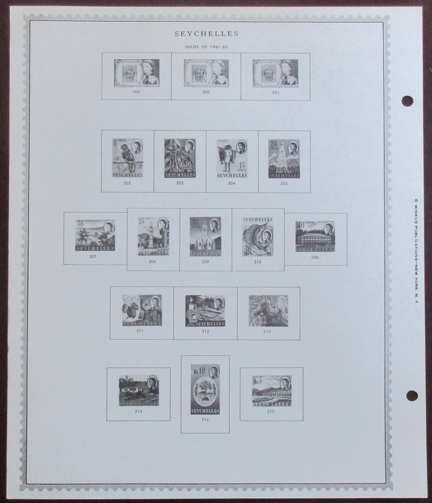 Seychelles : Clean Set of Unused Minkus Supreme Global Pages to 1968