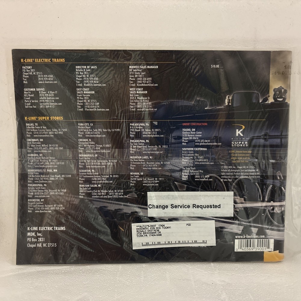 K-LINE O 2003 FIRST EDITION CATALOG MINT
